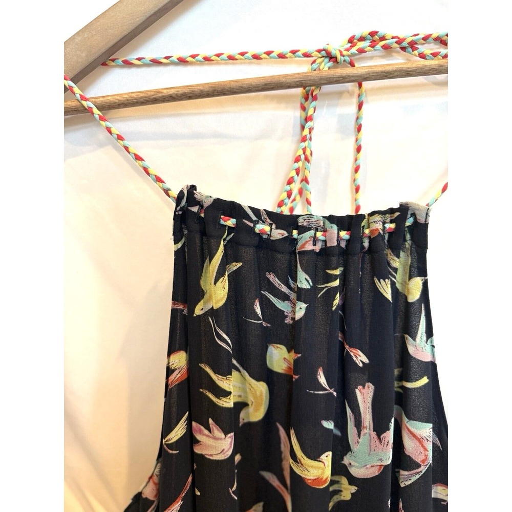Chelsea & Violet Bird Print Halter Maxi Dress Size L Tiered Flowy Vacation NWT - Picture 3 of 14